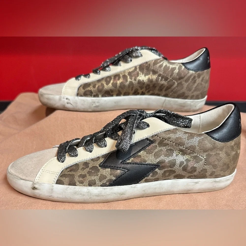 Sam Edelman Areson Leopard Print Distressed Design Sneakers Women’s Size 9.5M